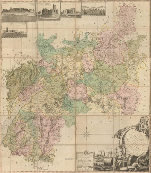 Isaac Taylor, Wall Map of Gloucestershire, 1777