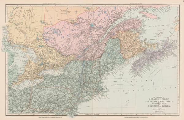 Edward Stanford, Ontario, Quebec, New Brunswick & Nova Scotia, 1896