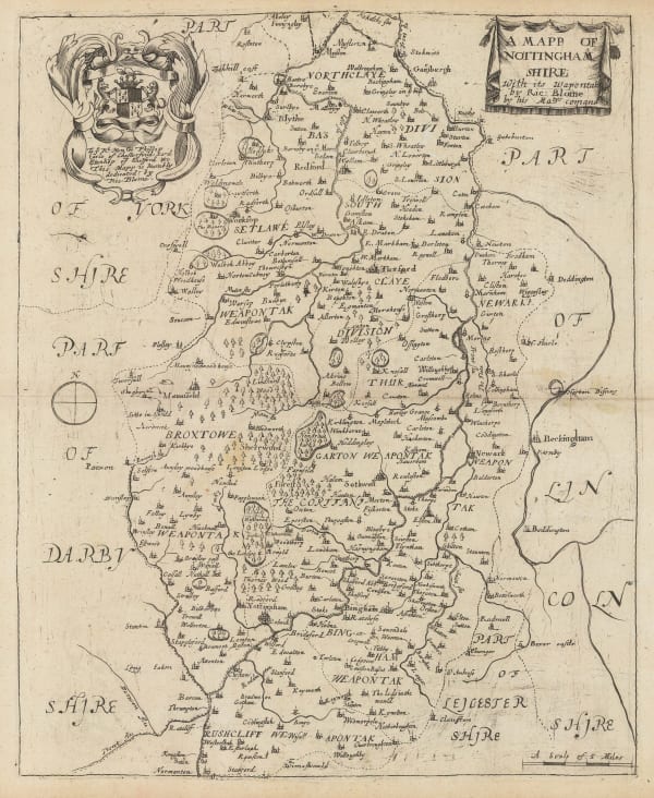Richard Blome, A Mapp of Nottingham Shire with its Weapontakes, 1673