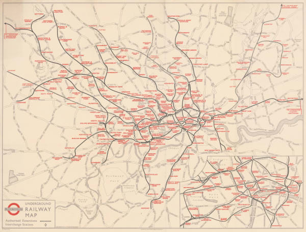 London Transport, Underground Railway Map, 1937
