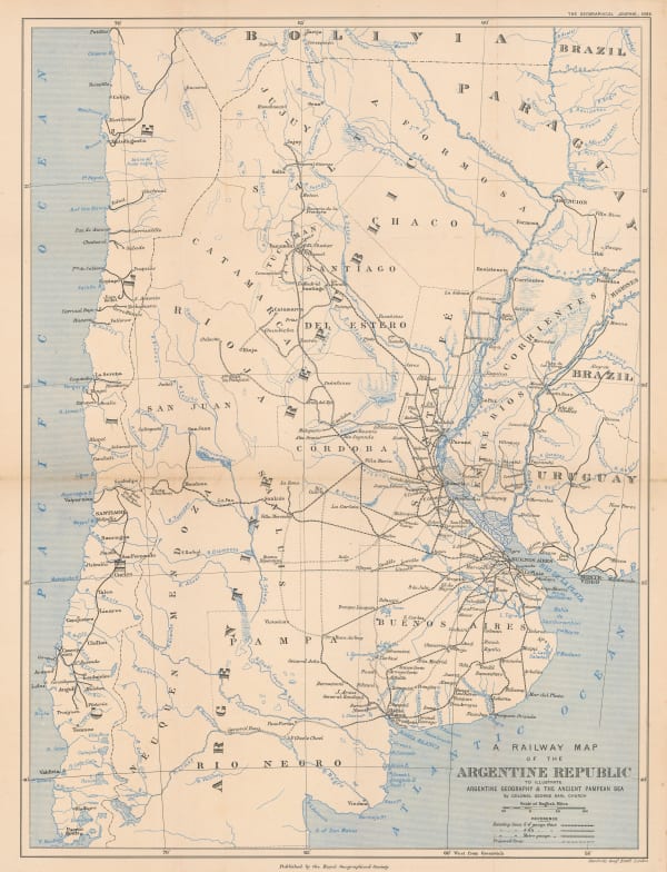 Royal Geographical Society (RGS), A Railway Map of the Argentine Republic, 1898