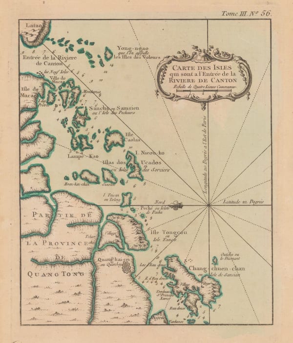 Jacques-Nicolas Bellin, Mouth of the Pearl River and southern shore of China, 1764