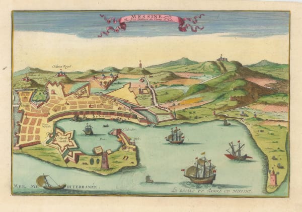 Nicolas de Fer, Bird's-eye view of Messina, 1705