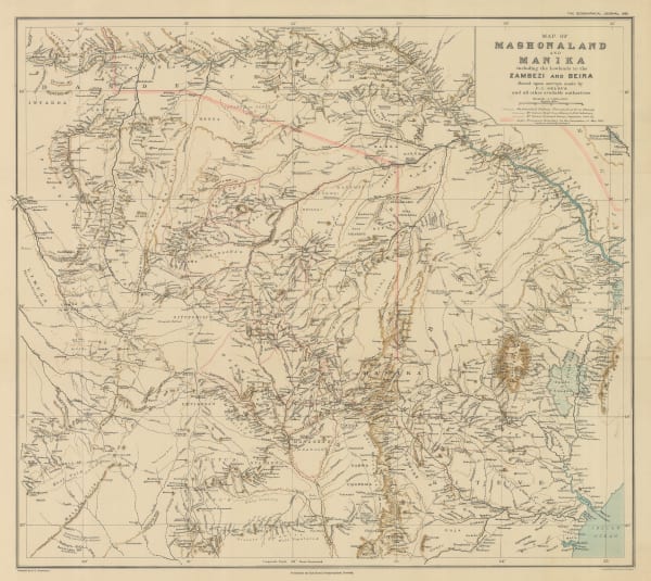 Royal Geographical Society (RGS), Map of Mashonaland and Manika, 1895