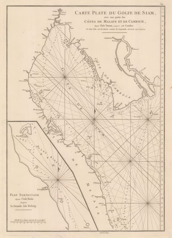 Guillaume-Nicolas Delahaye, French sea chart of the Gulf of Thailand, 1770 c.