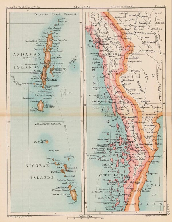 J.G. Bartholomew, Lower Myanmar (Burma) and the Andaman and Nicobar Islands, 1893