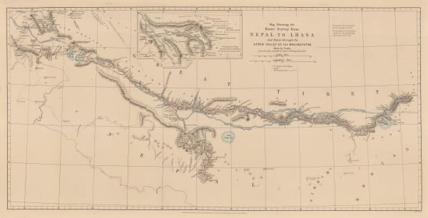 Royal Geographical Society (RGS), Map Showing the Route Survey from Nepal to Lhasa and thence through the Upper Valley of the Brahmaputra, Made by Pundit ___, 1868