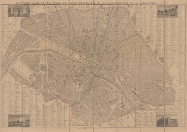 Pierre Tardieu, Paris showing Districts & Quarters, 1855