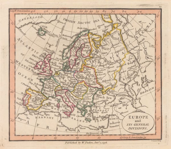 William Faden, Europe and its General Divisions, 1798