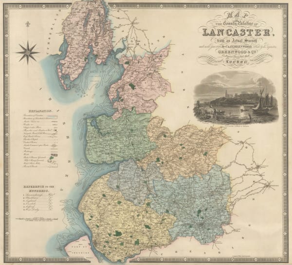 Christopher & John Greenwood, Map of the County Palatine of Lancashire, 1830
