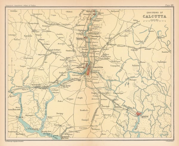 J.G. Bartholomew, Environs of Kolkata (Calcutta), 1909
