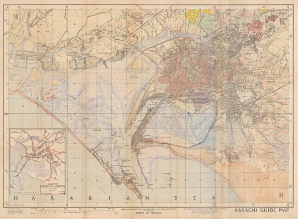 Survey of Pakistan, Karachi Guide Map, 1951