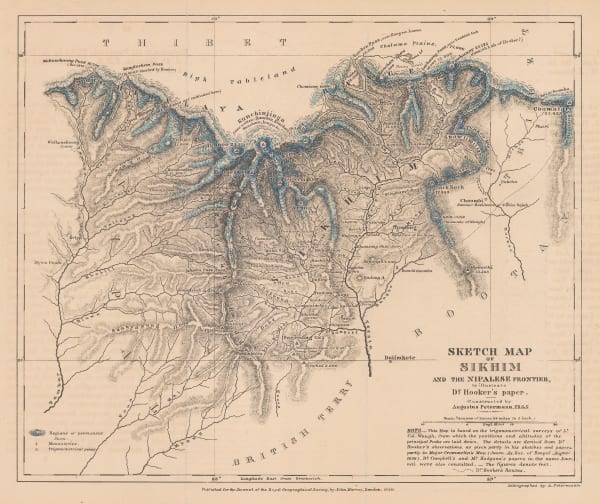 Royal Geographical Society (RGS), Sketch Map of Sikhim and the Nipalese Frontier, 1850