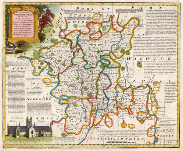 T. & E. Bowen, An Accurate Map of Worcestershire Divided into Hundreds, 1760 c.