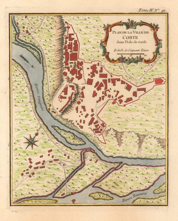 Jacques-Nicolas Bellin, City plan of Corte, 1764