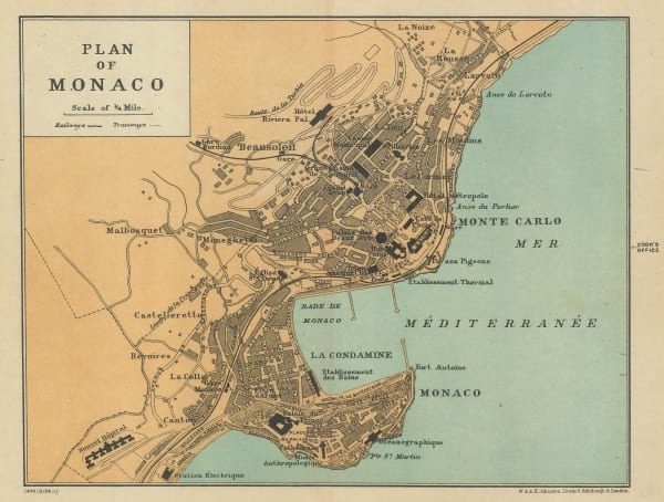 W. & A.K. Johnston, Plan of Monaco, 1923
