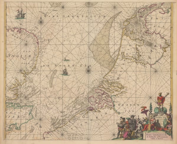 Frederick De Wit, Pascaert van de Noord Zee | Mare Germanicum ad Amelandia ad Promontoria Caleti et Doverae, 1675
