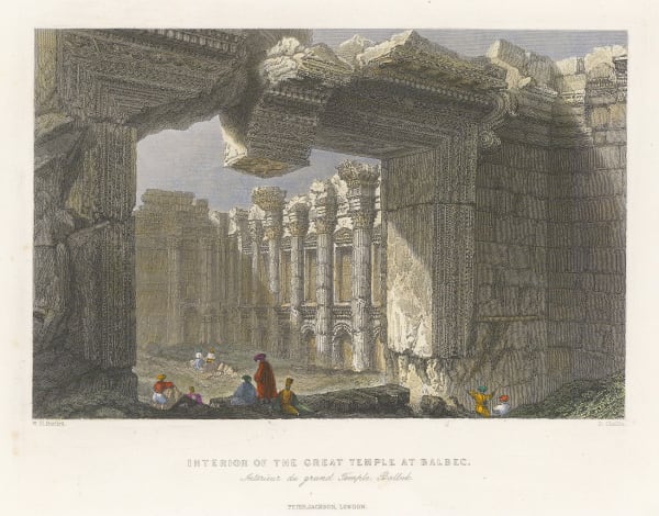 William Bartlett, Lebanon - Baalbek, Temple of Bacchus, 1840 c.