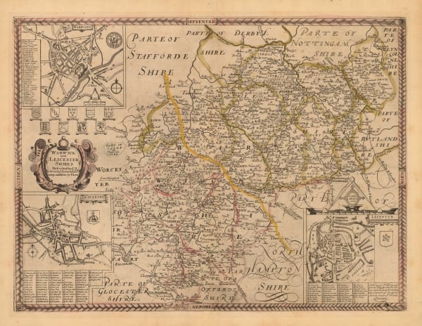 Christopher Saxton & George Willdey, Warwick and Leicester Shires, 1732 c.