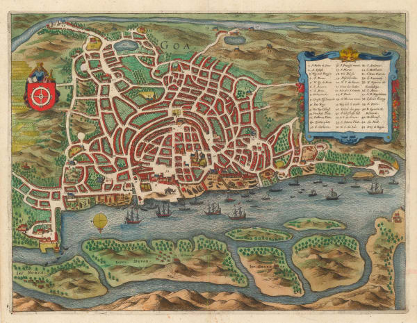 Matthäus Merian, Bird's-eye view plan of Goa, 1649