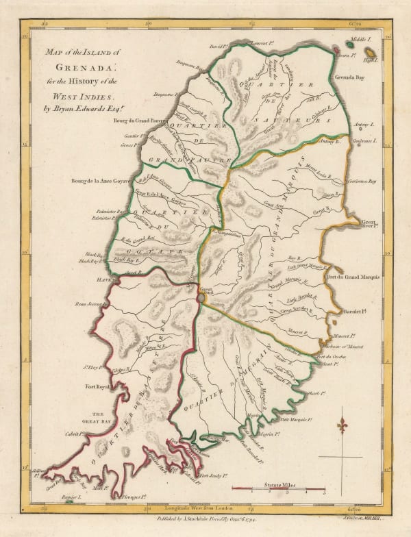 Bryan Edwards, Grenada divided into quartiers, 1794