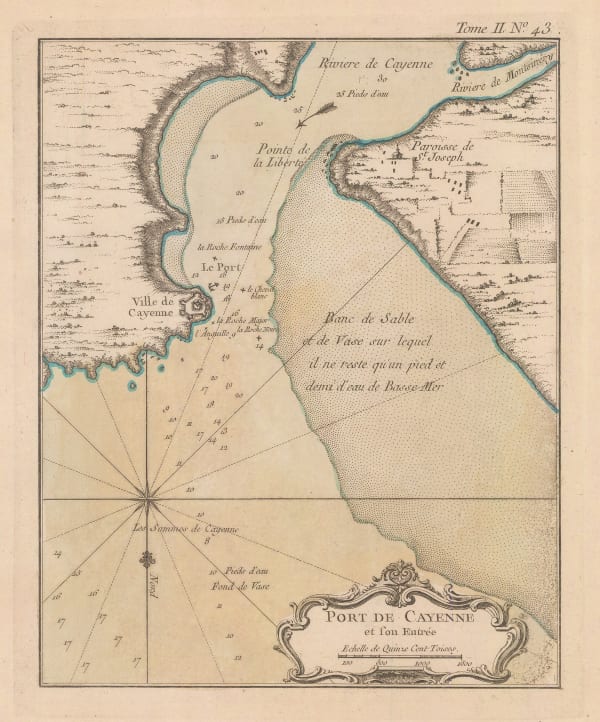 Jacques-Nicolas Bellin, Chart of the harbour of Cayenne, French Guiana, 1764