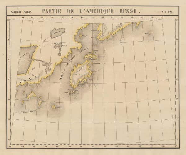 Philippe Vandermaelen, Kodiak Island and the coast of Alaska, 1825