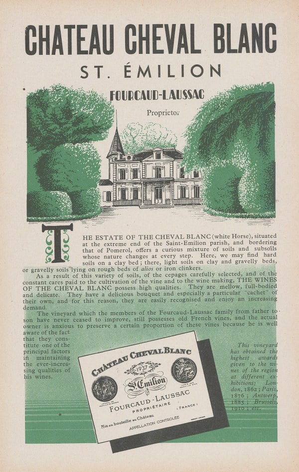 Walter Crotch, Wine - Chateau Cheval Blanc, 1947