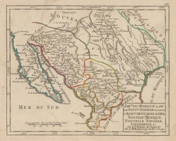 Robert de Vaugondy, Southwestern US and northern Mexico, 1749