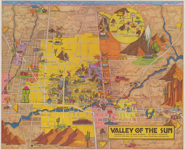 Boyé De Mente, Illustrated Sightseeing Map of the Valley of the Sun, 1974