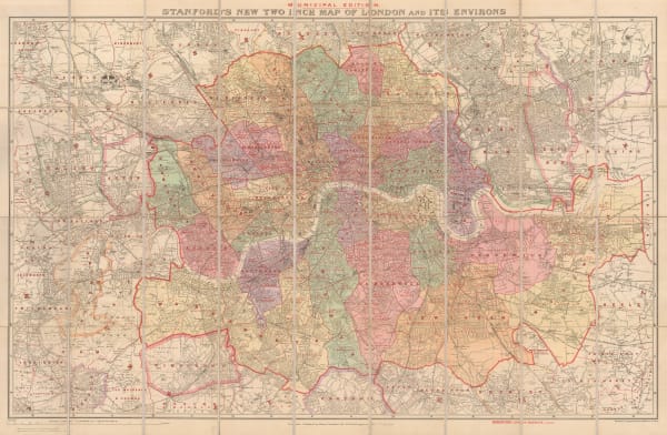 Edward Stanford, Stanford's New Two Inch Map of London and its Environs - Municipal Edition, 1924