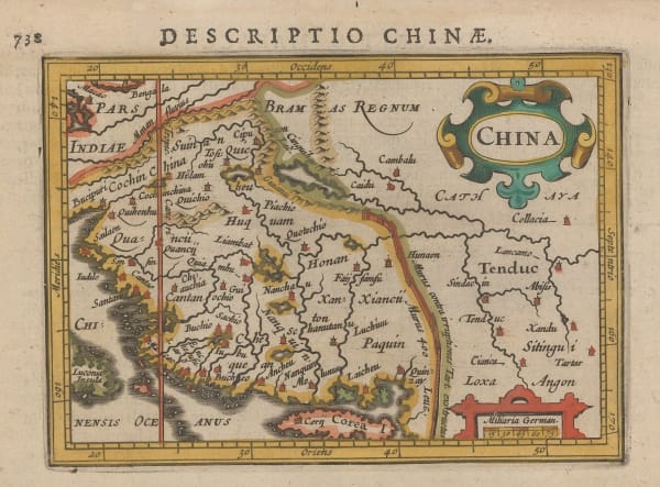 Petrus Bertius, Miniature map of China, 1616