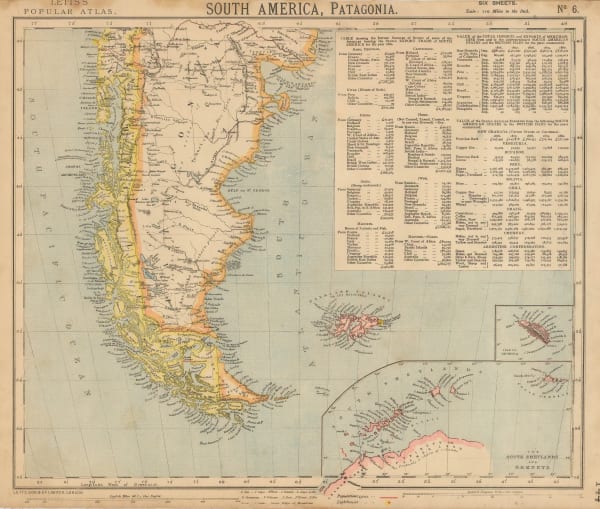 Letts & Son, Patagonia, Chile, Tierra del Fuego and The Falklands, 1883