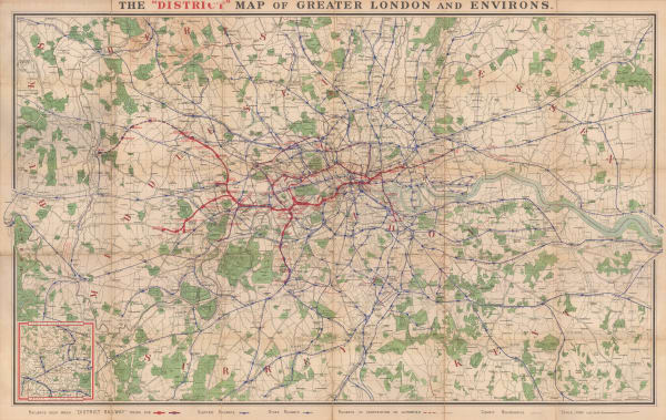 Sampson Low, Marston & Company, The "District Map" of Greater London and Environs - 1st Edition, 1902