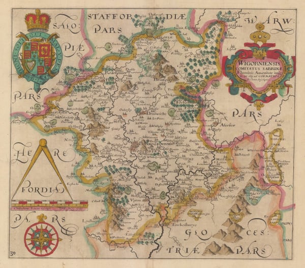Christopher Saxton & William Hole, Wigorniensis Comitatus, 1637