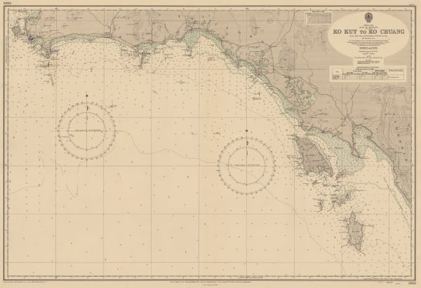 British Admiralty, Chart of Koh Kood (Koh Kut) and Koh Chang, Gulf of Thailand, 1957
