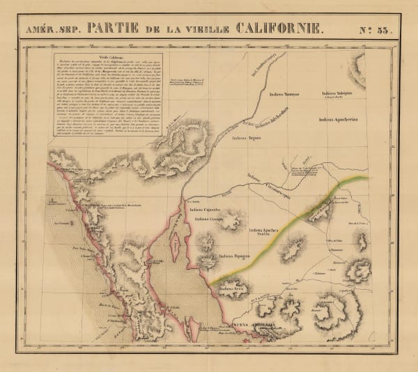 Philippe Vandermaelen, Southern California, Baja, Sonora & Arizona, 1827