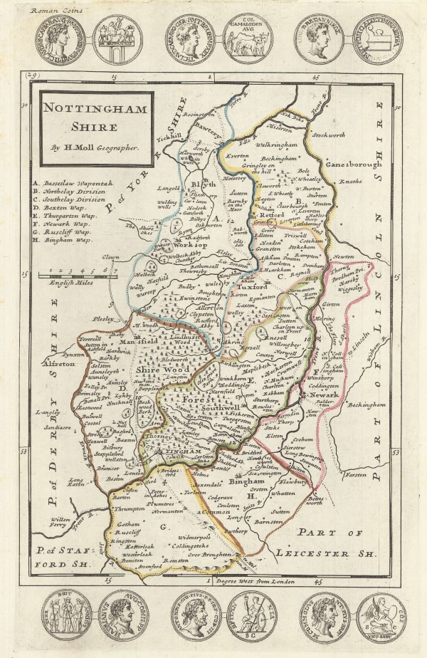Herman Moll, Nottingham Shire, 1724