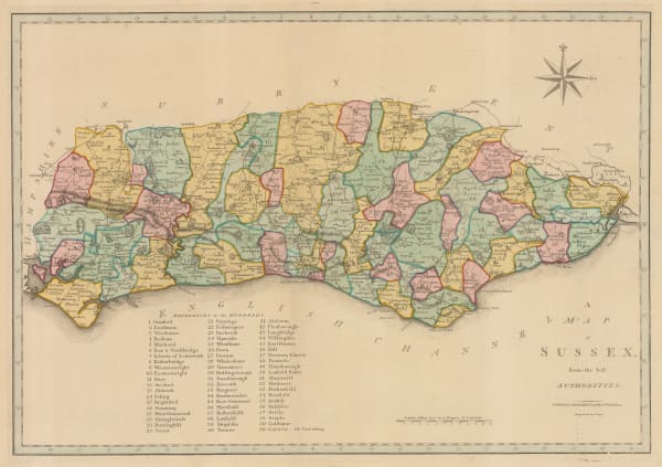 John Cary, Map of Sussex from the Best Authorities, 1805