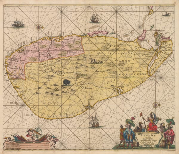 Johannes van Keulen, Magnificent Dutch sea chart of Sri Lanka (Ceylon), 1683