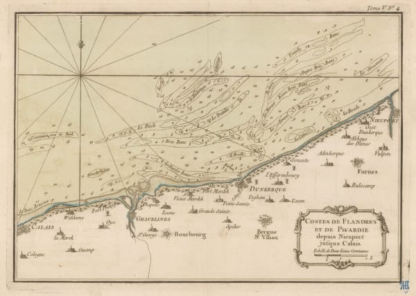 Jacques-Nicolas Bellin, Chart from Calais to Nieuwpoort, 1764