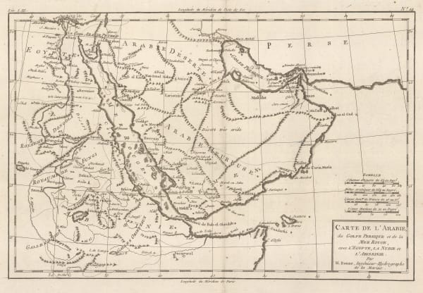 Rigobert Bonne, Arabia, 1780 c.