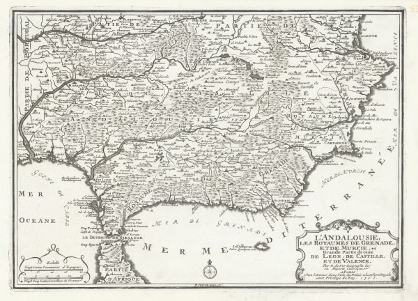 Nicolas de Fer, Southern Spain & Gibraltar , 1705
