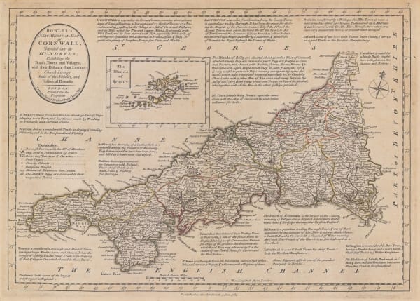 Carington Bowles, Bowles's New Medium Map of Cornwall, Divided into its Hundreds, 1785