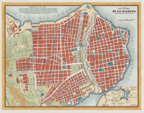 Frédéric (Federico) Mialhe, Plan of Havana, Cuba, 1853
