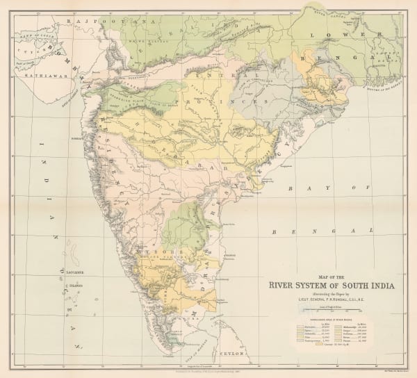 Edward Weller, Map of the River System of South India, 1886