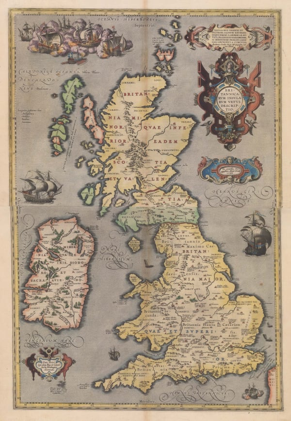 Abraham Ortelius, Ortelius's Rare 2-Sheet Map of Britain, 1590
