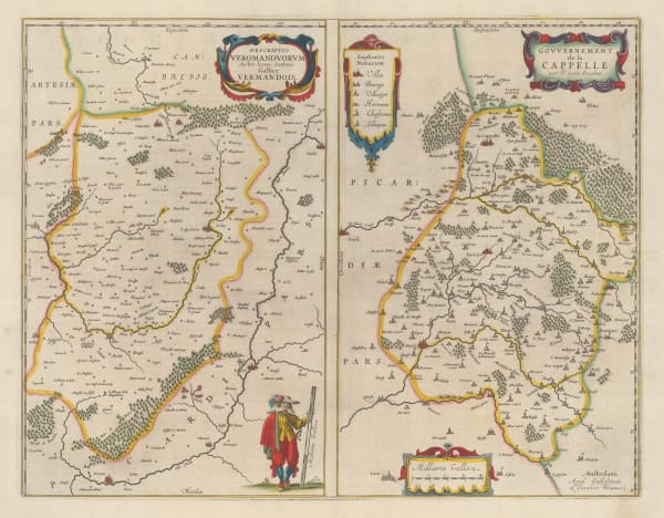 Willem & Jan Blaeu, Historical counties of Vermandois, and La Capelle, Aisne, 1650