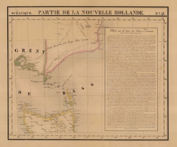 Philippe Vandermaelen, Bass Strait, southern New South Wales and northern Tasmania, 1827