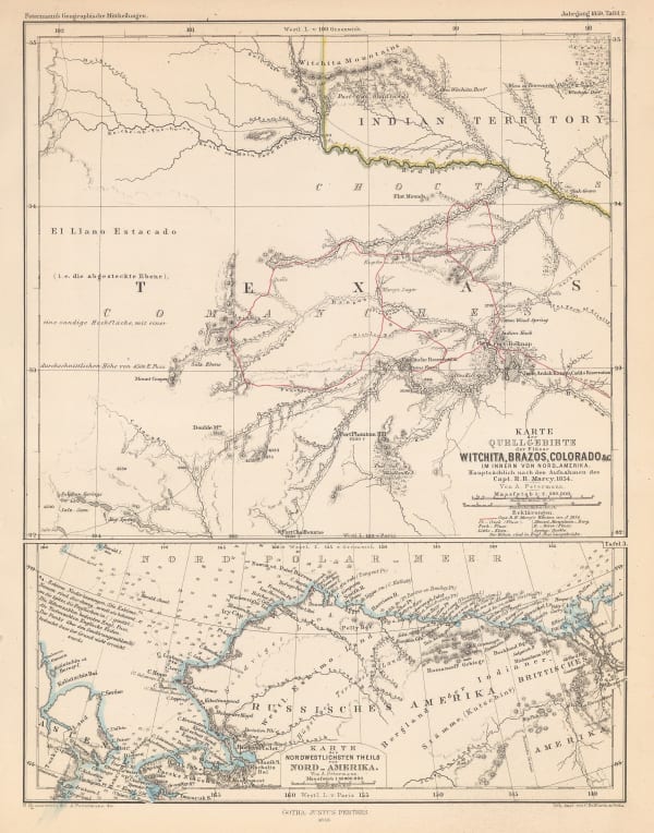 Justus Perthes, North Texas & Alaska, 1859